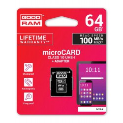 MicroSD Goodram 64GB Clase 10 UHS-I +Adaptador (MM52375634)