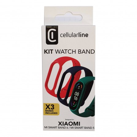 Kit 3 correas Mi Band 5-6 Rojo - Verde - Azul