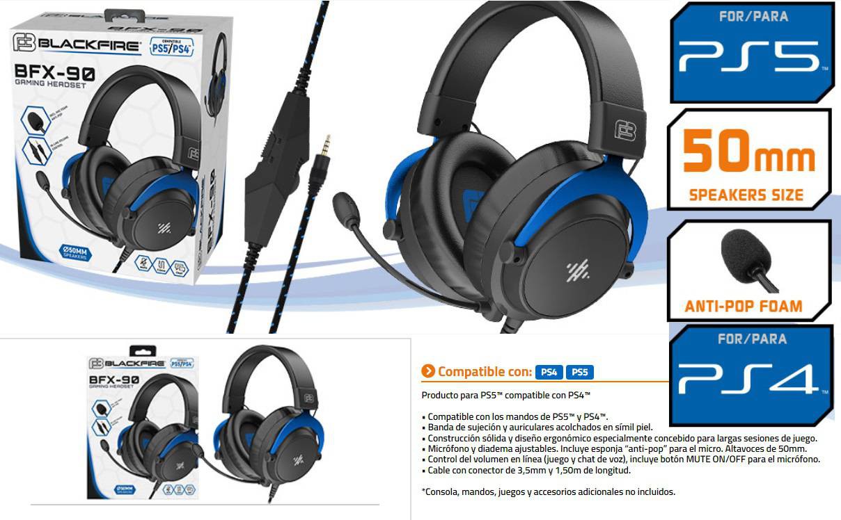 BLACKFIRE Auriculares Gaming Headset BFX-40 para PS5 y PS4
