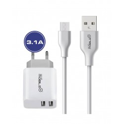 Cargador doble MB-1042+Cable USB a Micro USB