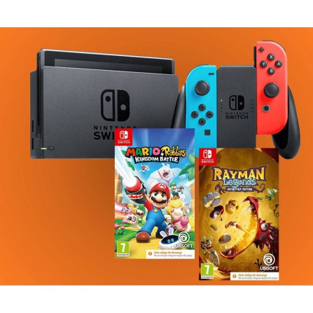 Consola Nintendo Switch + Rayman Legends Definitive Edition + Mario+Rabbids Kingdom Battle