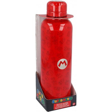 Botella de agua reutilizable térmica de acero inoxidable con doble aislamiento de 515 ml de Super Mario