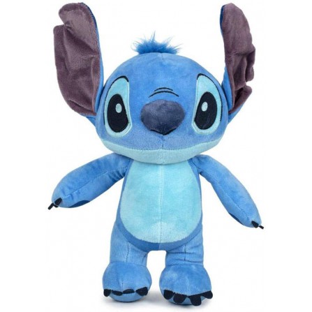 Disney Peluche Felpa Stitch Alien Azul - Altura 30cm - con Sonido Música Hawaiana Hawaii - Oficial