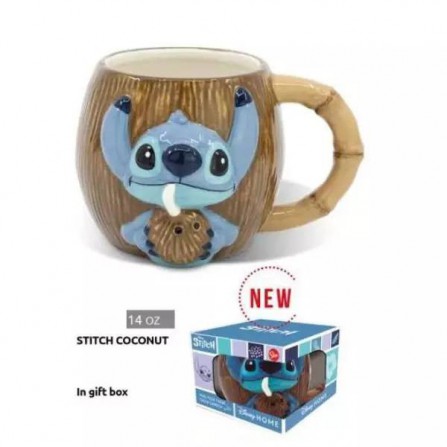 Taza ceramica 3D  420ML stitch coconut