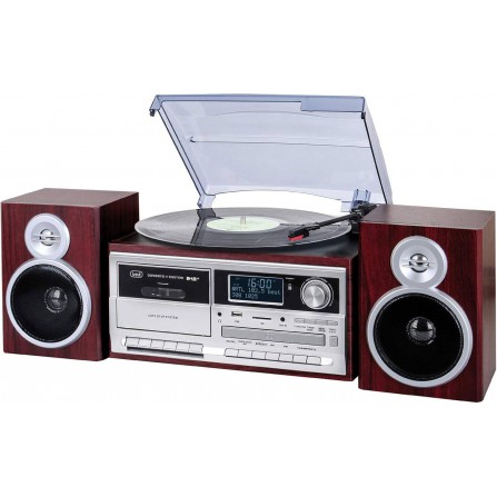 Trevi TT 1072 Dab - Sistema de Tocadiscos estéreo Bluetooth con Receptor Digital Dab/Dab+  25W RMS