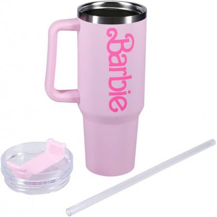 Taza viaje multiusos barbie xl+pajita