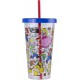 Vaso plastico+pajita super mario 700ml
