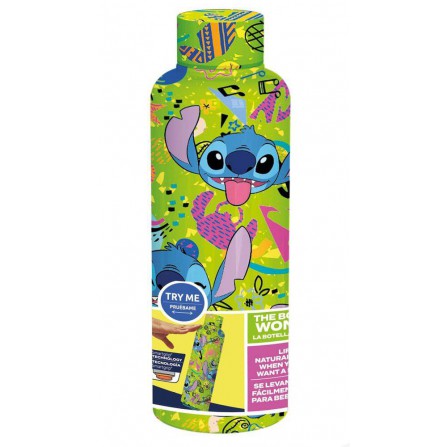 Botella termo 515 ml Stitch green party (antivuelco)