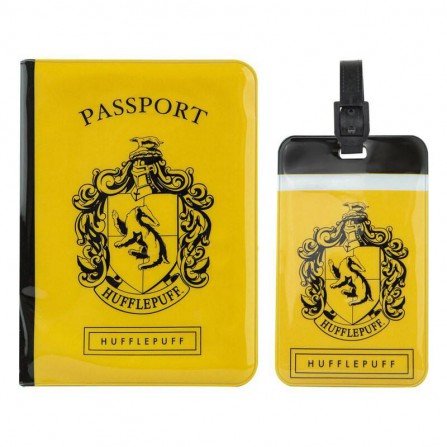 Set etiqueta+funda pasaporte hufflepuff
