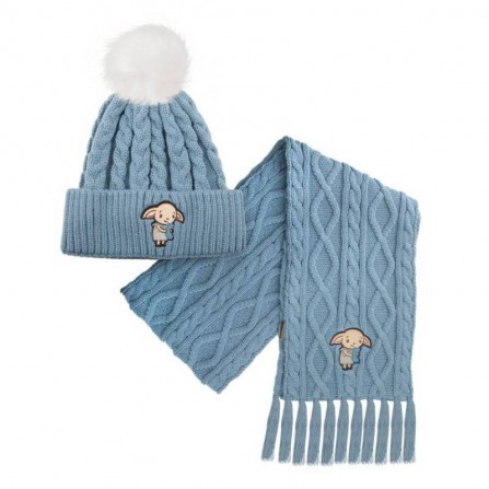 Set de beanie y bufanda dobby