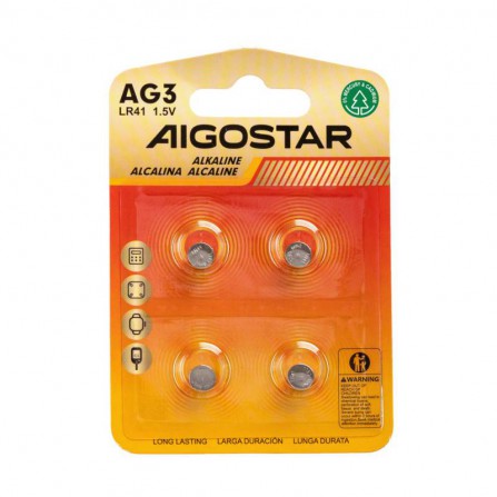 Pila boton AG3 LR41 1,5v 4 uds