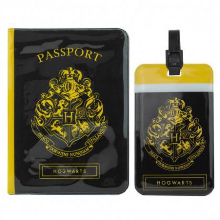 Set etiqueta+funda de pasaporte hogwarts