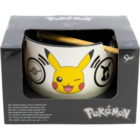 Cuenco de cerámica para ramen con palillos en caja de regalo Pokemon