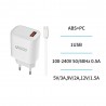 Cargador usb + cable tipo c blanco hc44